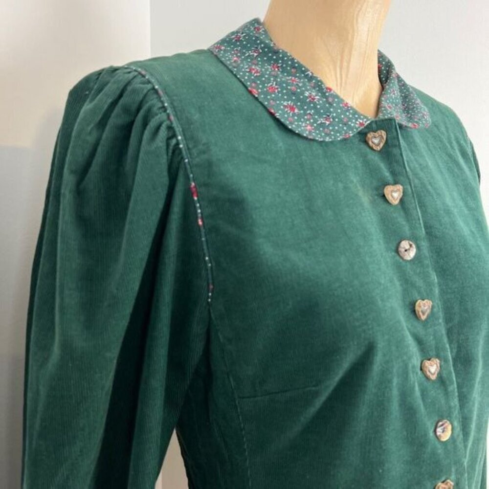 Vintage EGER Women's Green Corduroy Blazer Jacket Size 8 Cottagecore Trachten